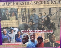 a newspaper with pictures of people in a second term
