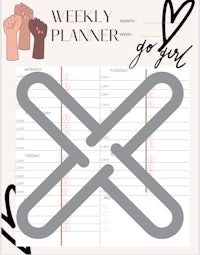 a weekly planner with the words x girl