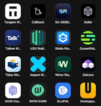 a list of different apps on a black screen