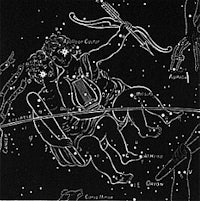 a black and white drawing of the constellations