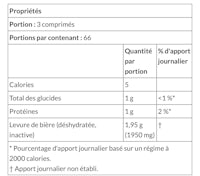 a table showing the nutritional information for a product