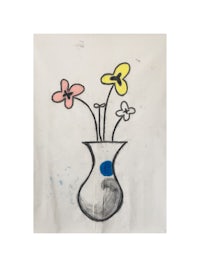 a drawing of flowers in a vase