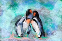 penguins kissing fine art print