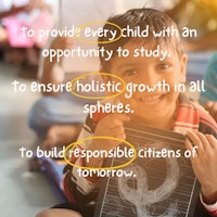 a boy is holding a chalkboard with a quote that says provide every child with an opportunity to study