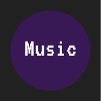 a purple circle with the word music on it