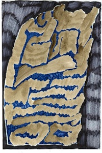 a drawing of a blue and brown piece of paper