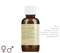 a bottle of sex active with a white background