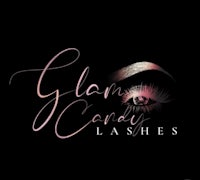 the logo for glam card lashes