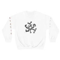 a white sweatshirt with an image of an octopus on it