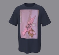 a t - shirt with a pink gun on it