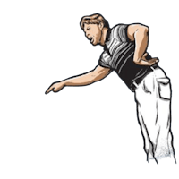 a black and white drawing of a man throwing a ball