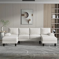a white sectional sofa in a living room