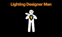 a man holding a flashlight with the words lighting designer man