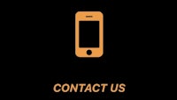 an orange phone with the words contact us on it