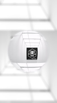 a white sphere with a logo on it