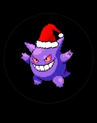 a purple pokemon wearing a santa hat