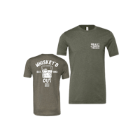 a green t - shirt with the words whiskey to go on it