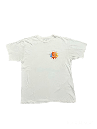 a white t - shirt with a sun on it