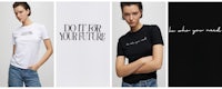 three women wearing t - shirts with the words don't for your misery