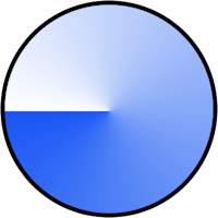 a blue and white circle with a white circle in the middle