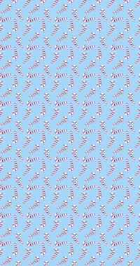 a red and white pattern with candy canes on a blue background