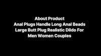 a black background with the words about product anal plugs plug long anal large butt women realistic diod for couples