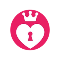 a pink heart with a crown on it