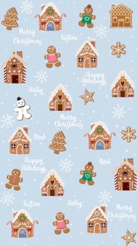 gingerbread houses on a blue background
