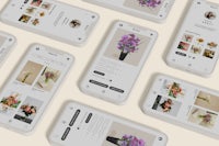 a group of mobile phones with flowers on them