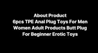 a black background with the words about product pte anal plug for women adult beginner erotic butt toys