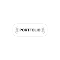 a black and white button with the word portfolio on it