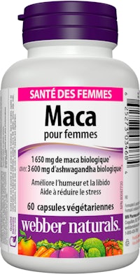 a bottle of weber naturals maca for women