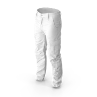 a white cargo pants on a black background