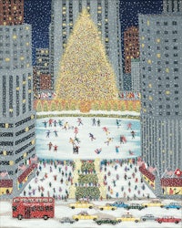 a painting of a christmas tree in new york city
