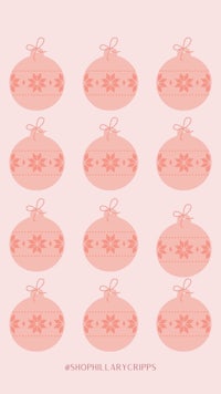 pink christmas ornaments on a pink background