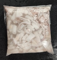 a bag of frozen octopus in a plastic bag