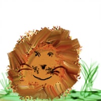 a drawing of a lion in the grass