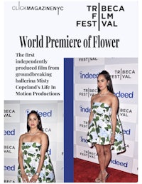 a woman in a floral dress at the world premiere of flower