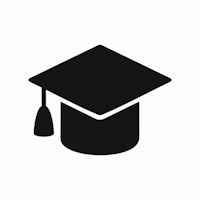 a graduation cap icon on a white background