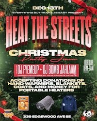 a flyer for heat the streets christmas party