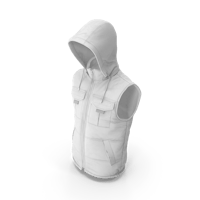 a white hooded vest on a black background