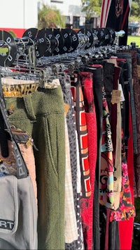 a group of women's clothing on a rack