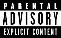 a black and white logo with the words parental advisory explicit content