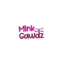 a pink logo with the word'mink gawwz' on it