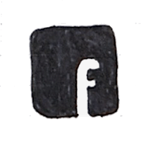a black and white square with the word facebook on it