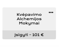 a black and white sign that reads kvepavimo alchemios mokymi