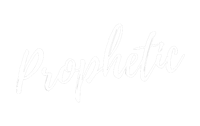 the word prophetic written in white on a black background