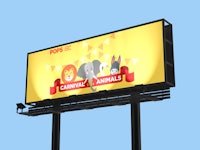 a billboard advertising a circus with animals on it
