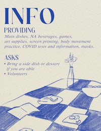 a blue and white poster with the words info providing