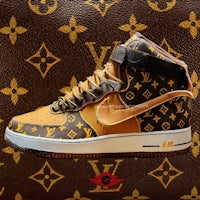 the louis vuitton force 1 high is on top of a louis vuitton bag